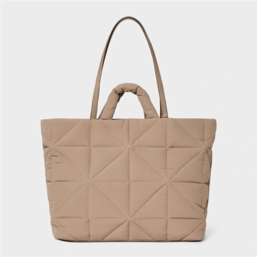 Target Quilted Beige Kate Tote Bag - Picture 6 of 15